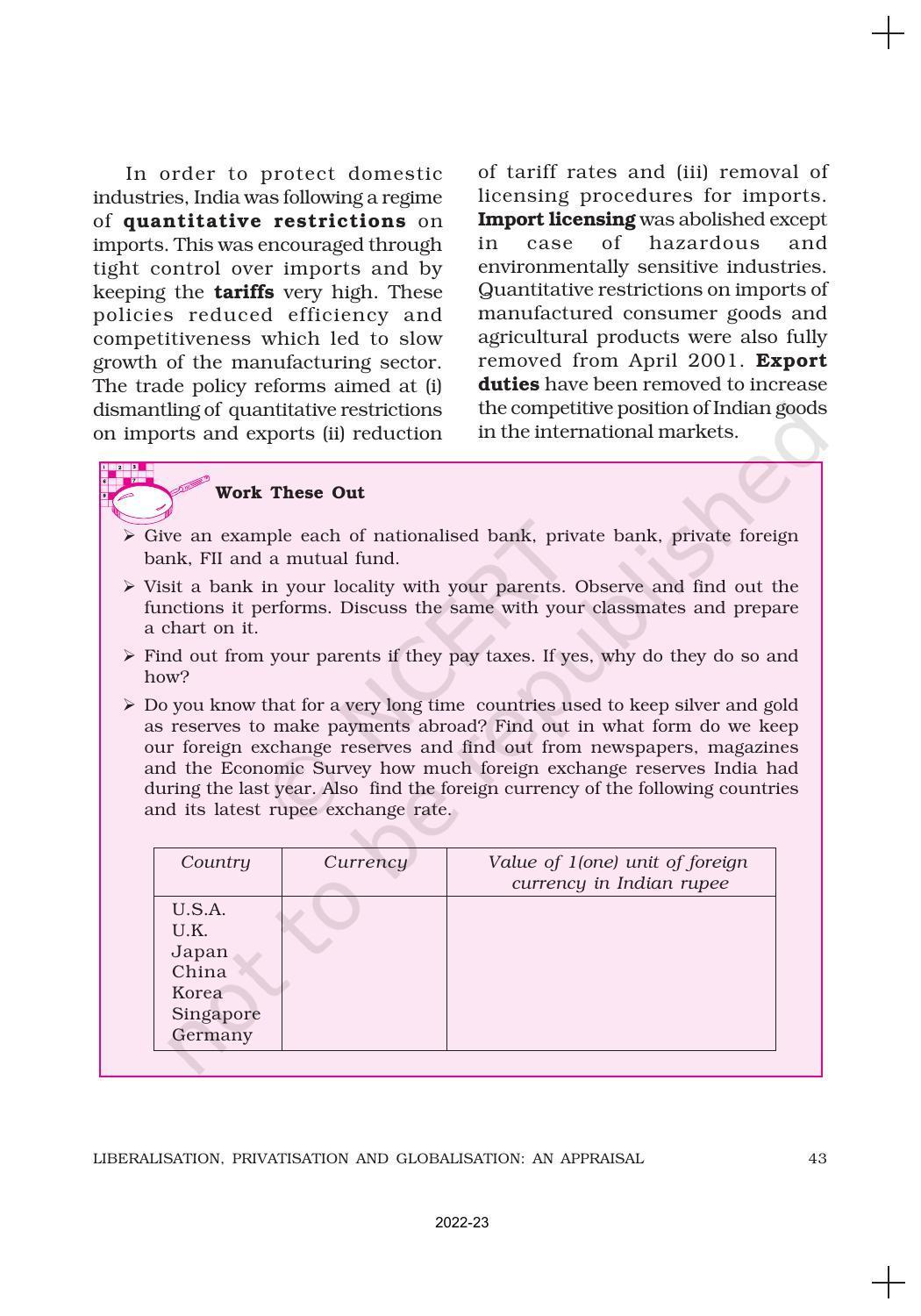 NCERT Book for Class 11 Economics (Indian Economics) Chapter 3 Liberalisation, Privatisation and Globalisation : An Appraisal - Page 8