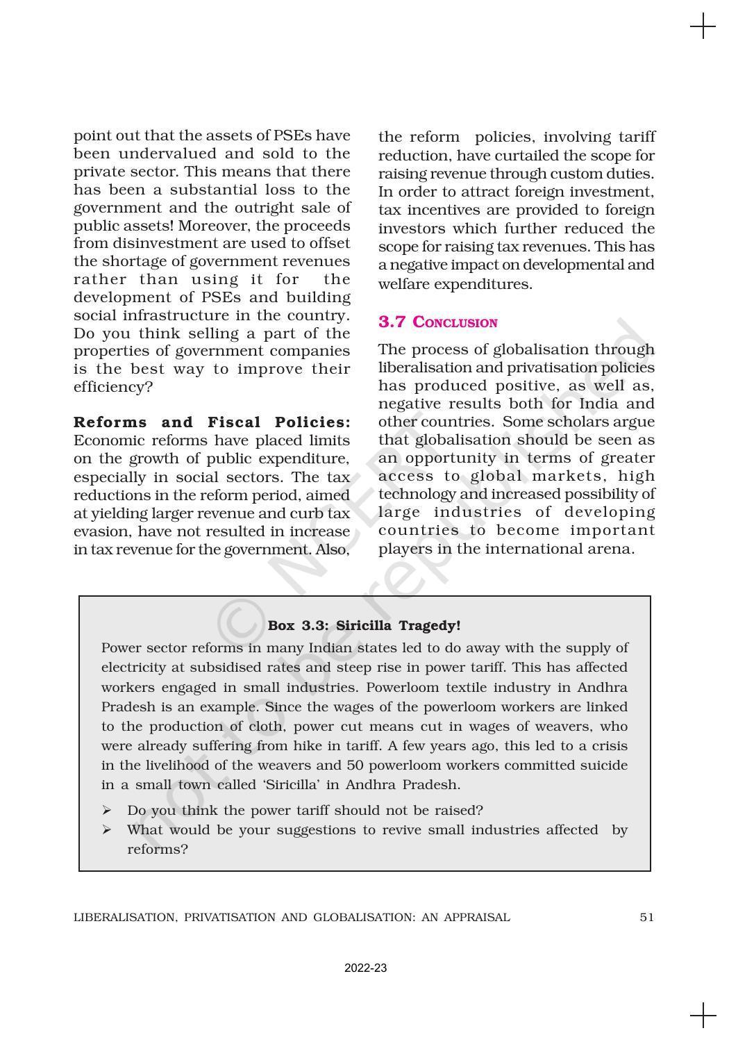 NCERT Book for Class 11 Economics (Indian Economics) Chapter 3 Liberalisation, Privatisation and Globalisation : An Appraisal - Page 16