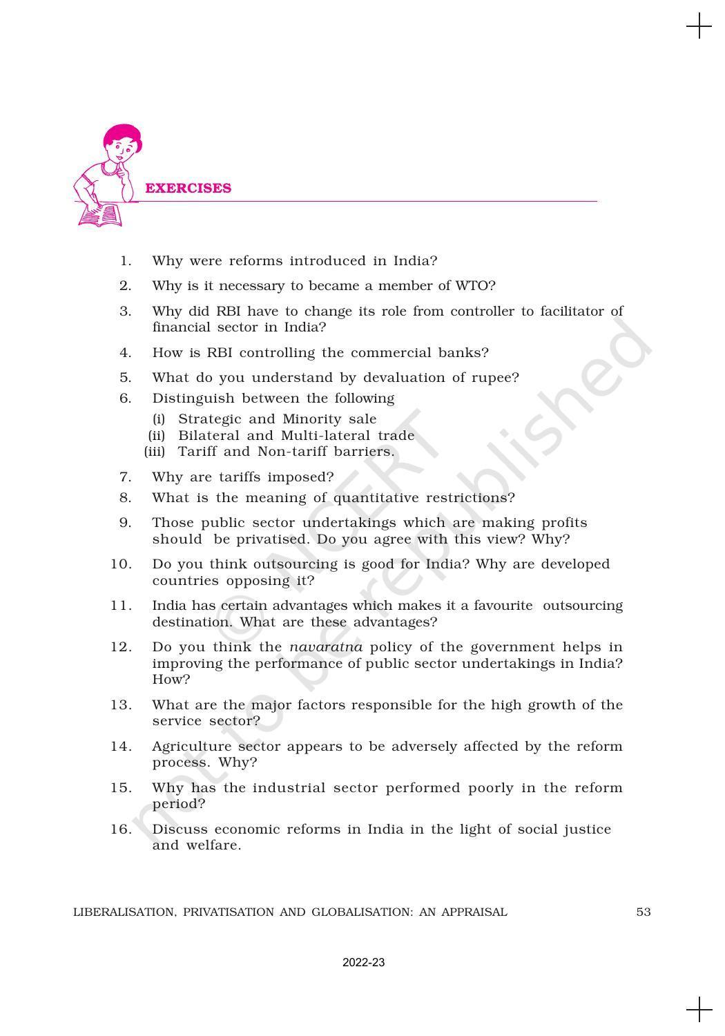 NCERT Book for Class 11 Economics (Indian Economics) Chapter 3 Liberalisation, Privatisation and Globalisation : An Appraisal - Page 18