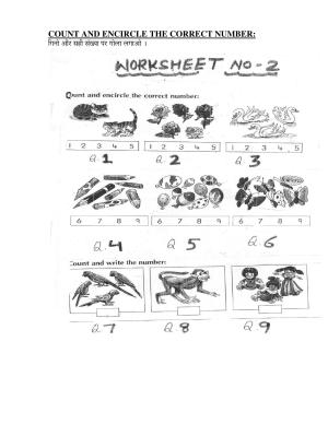 Worksheet for Class 1 Maths Chapter 2 Assignment 1