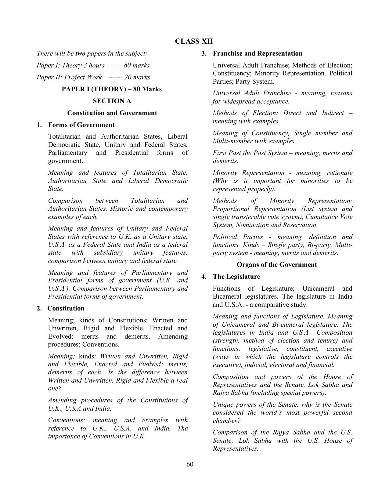 ISC Class XI & XII Political Science Syllabus - Page 4