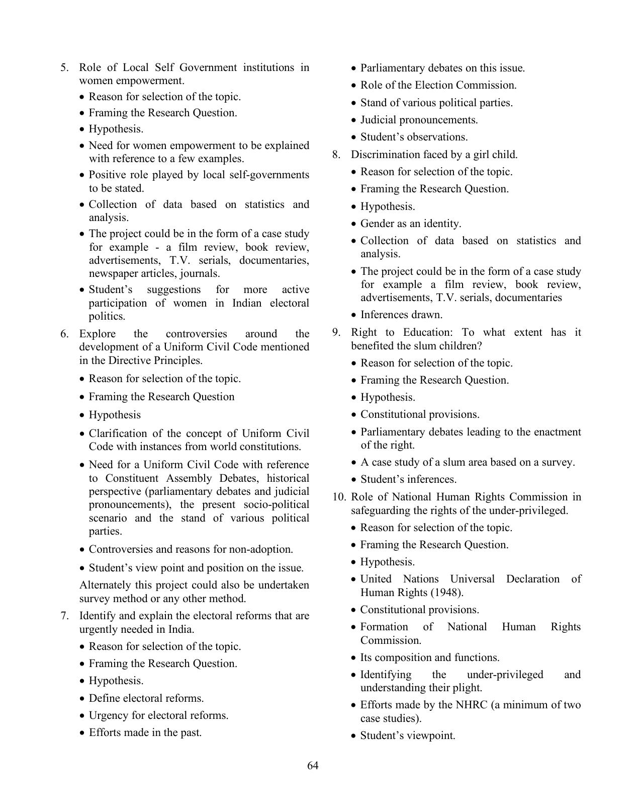 ISC Class XI & XII Political Science Syllabus - Page 8