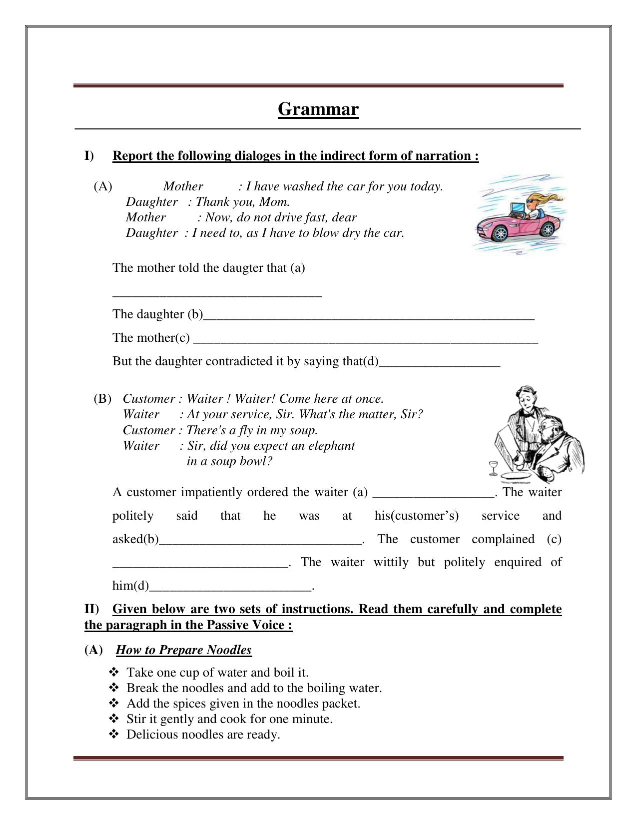 CBSE Class 8 English Worksheet Grammar Assignment 1 - Page 1