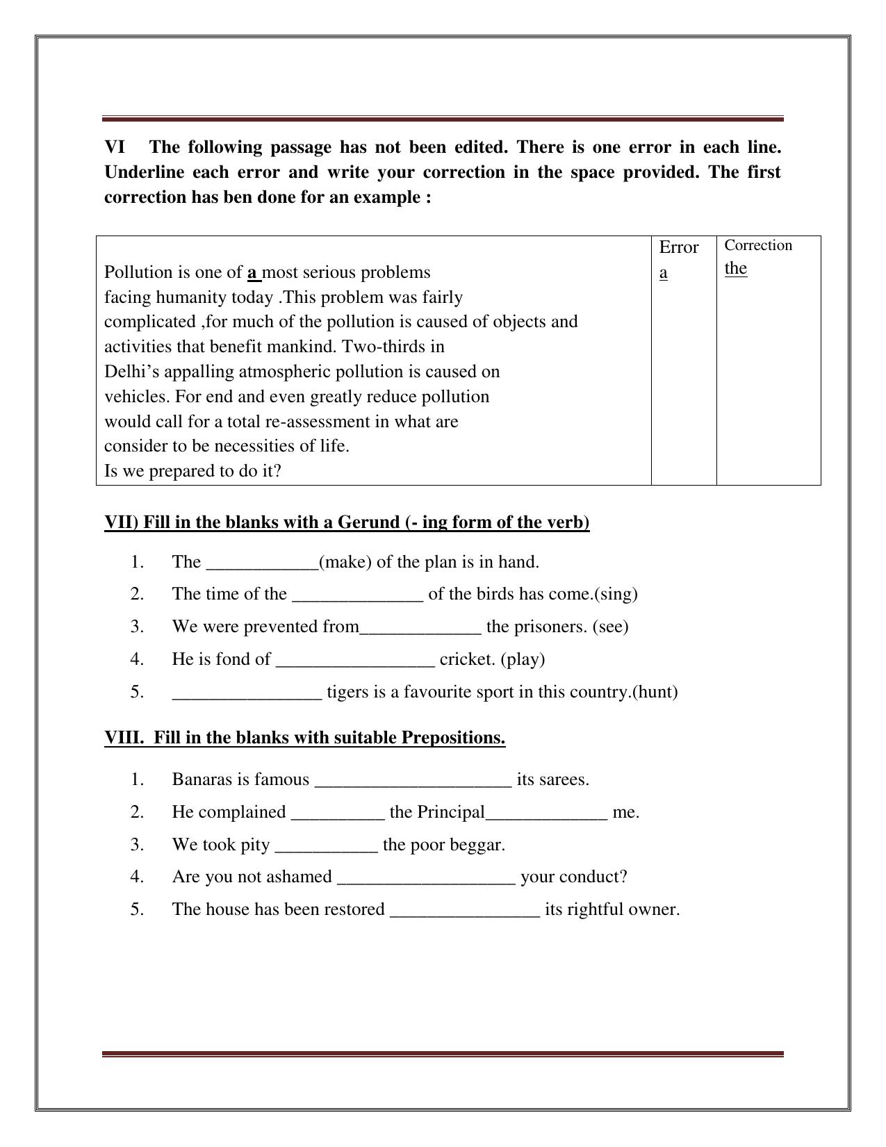 CBSE Class 8 English Worksheet Grammar Assignment 1 - Page 4