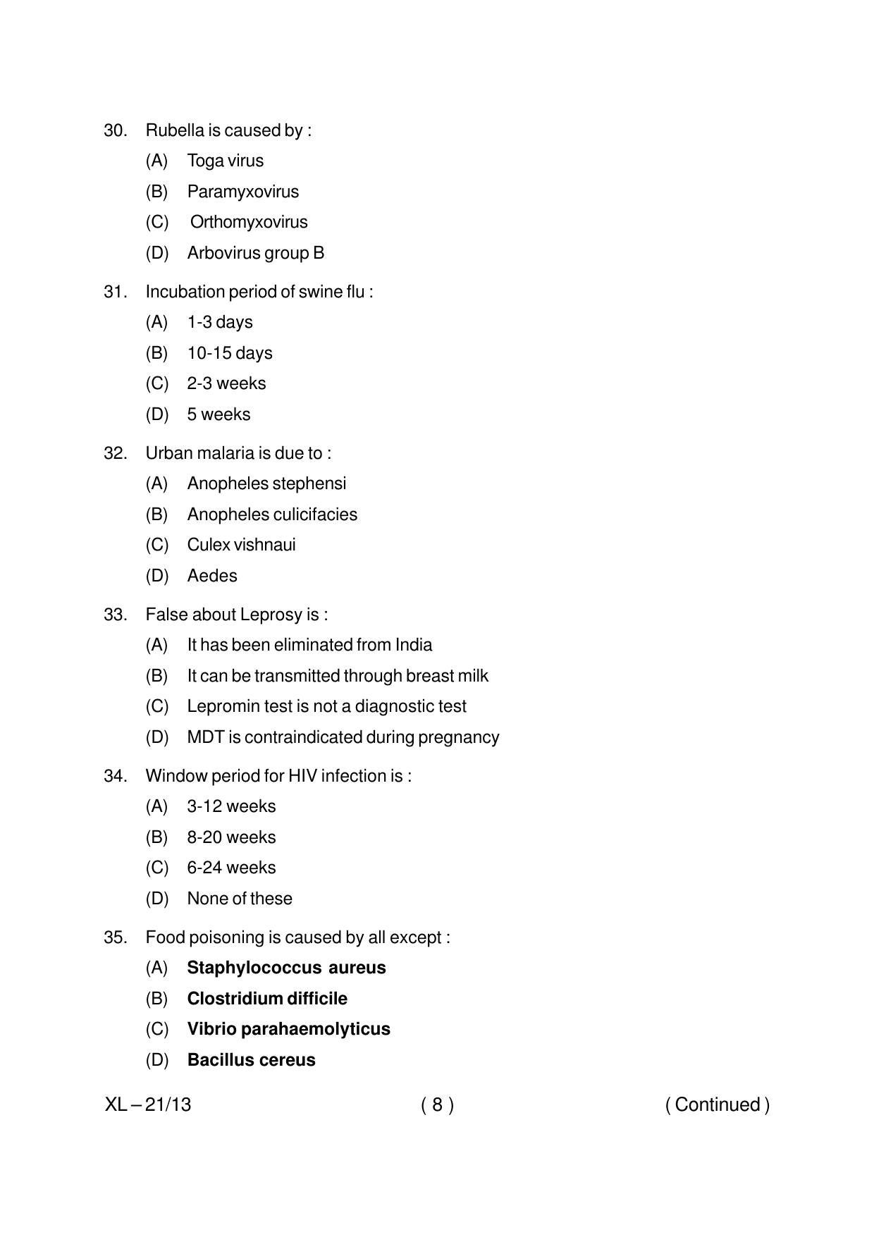Odisha CPET PUBLIC HEALTH 2020 Question Paper - Page 8