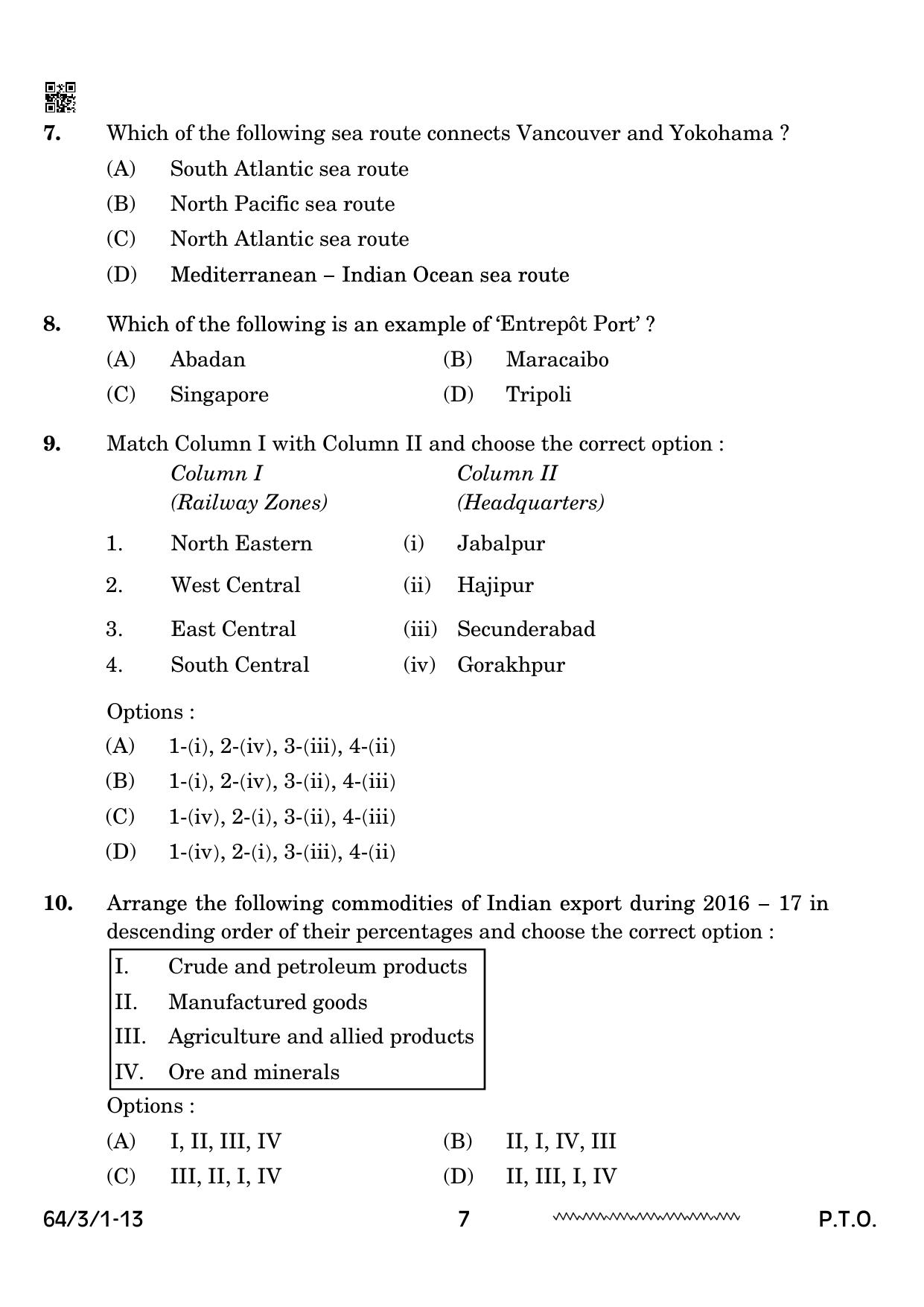 CBSE Class 12 64-3-1 Geography 2024 Question Paper - Page 7