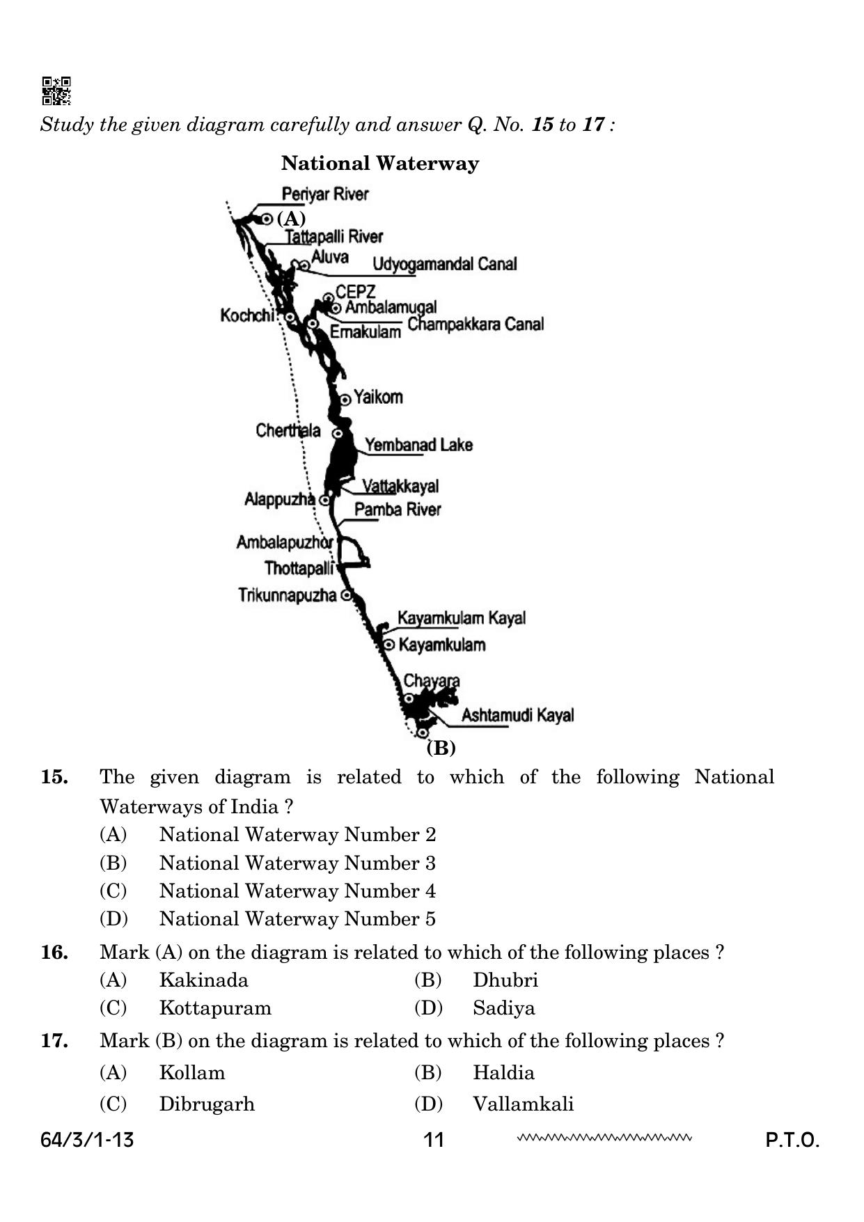 CBSE Class 12 64-3-1 Geography 2024 Question Paper - Page 11