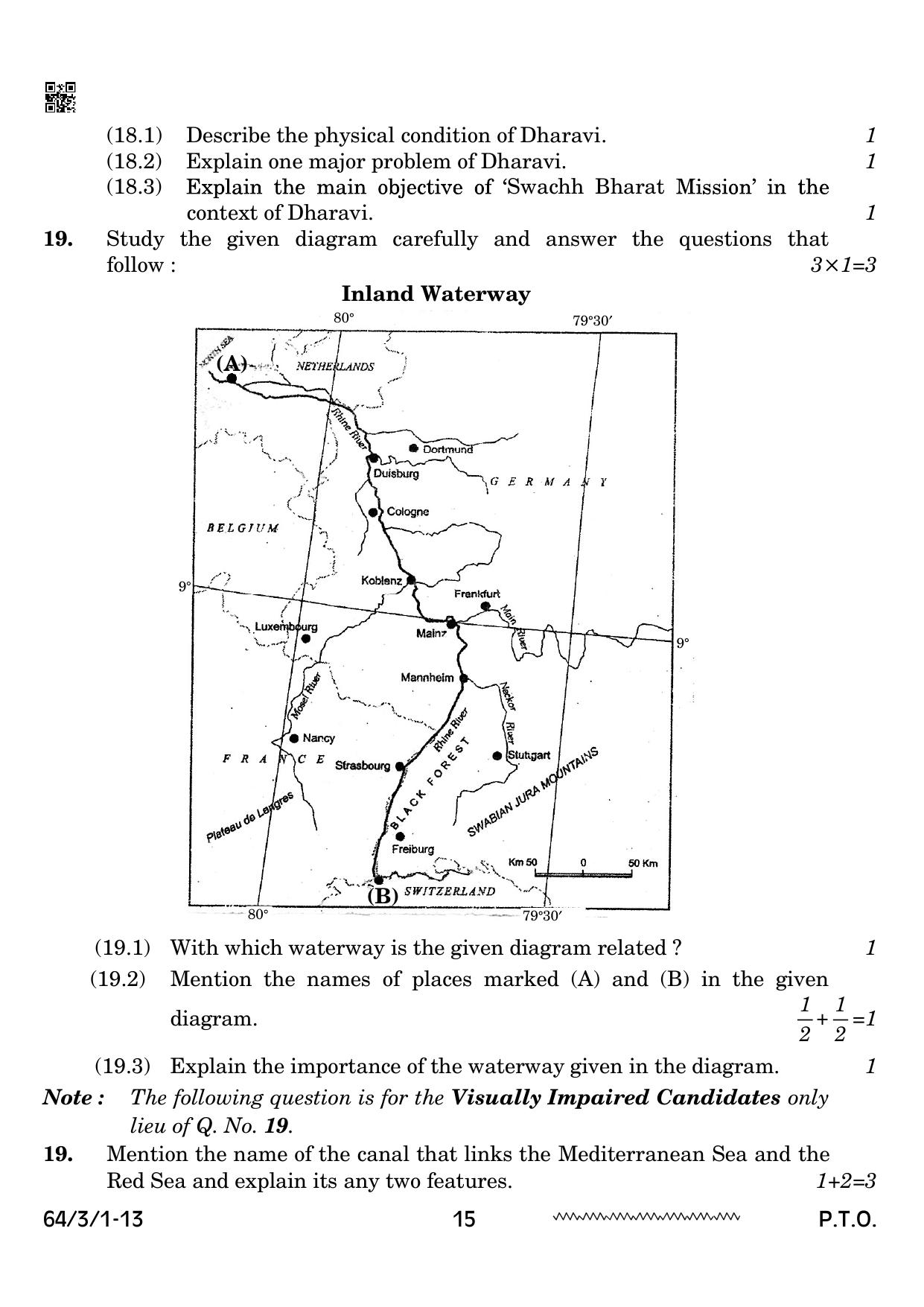 CBSE Class 12 64-3-1 Geography 2024 Question Paper - Page 15