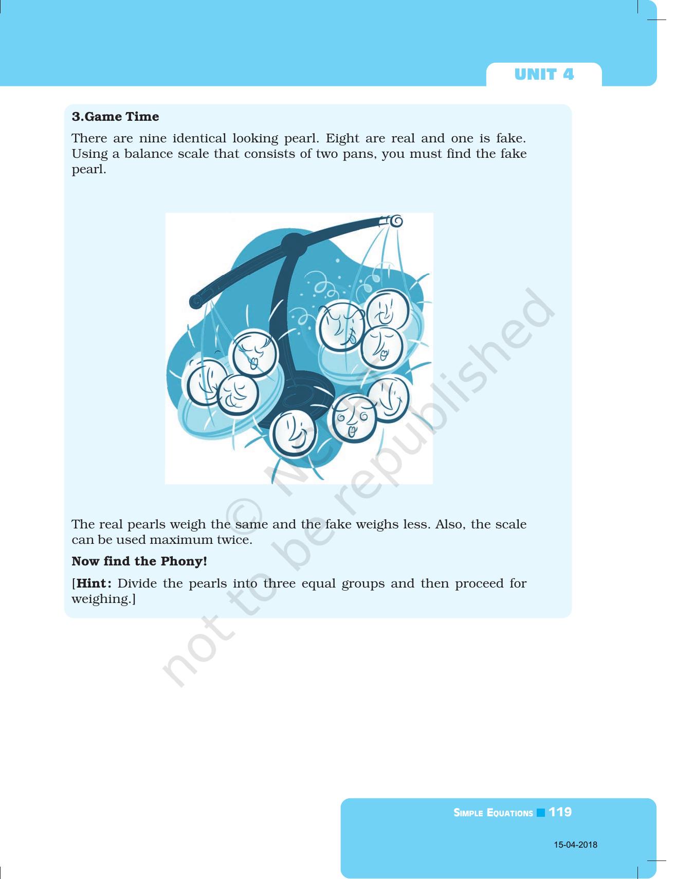 NCERT Exemplar Book for Class 7 Maths: Chapter 4- Simple Equations - Page 22