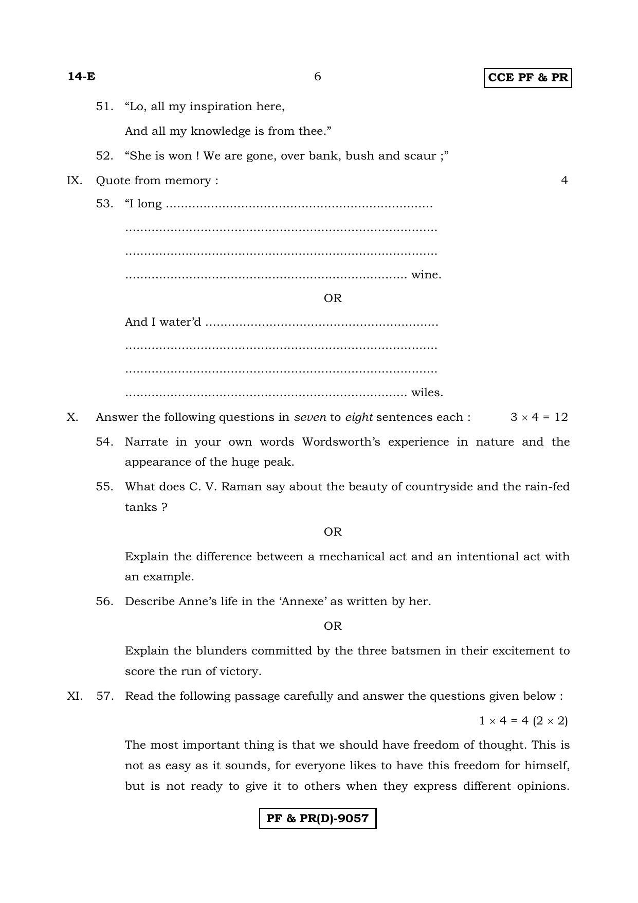 Karnataka SSLC English - First Language - ENGLISH (14E-D Version_e2) March/April 2019 Question Paper - Page 6