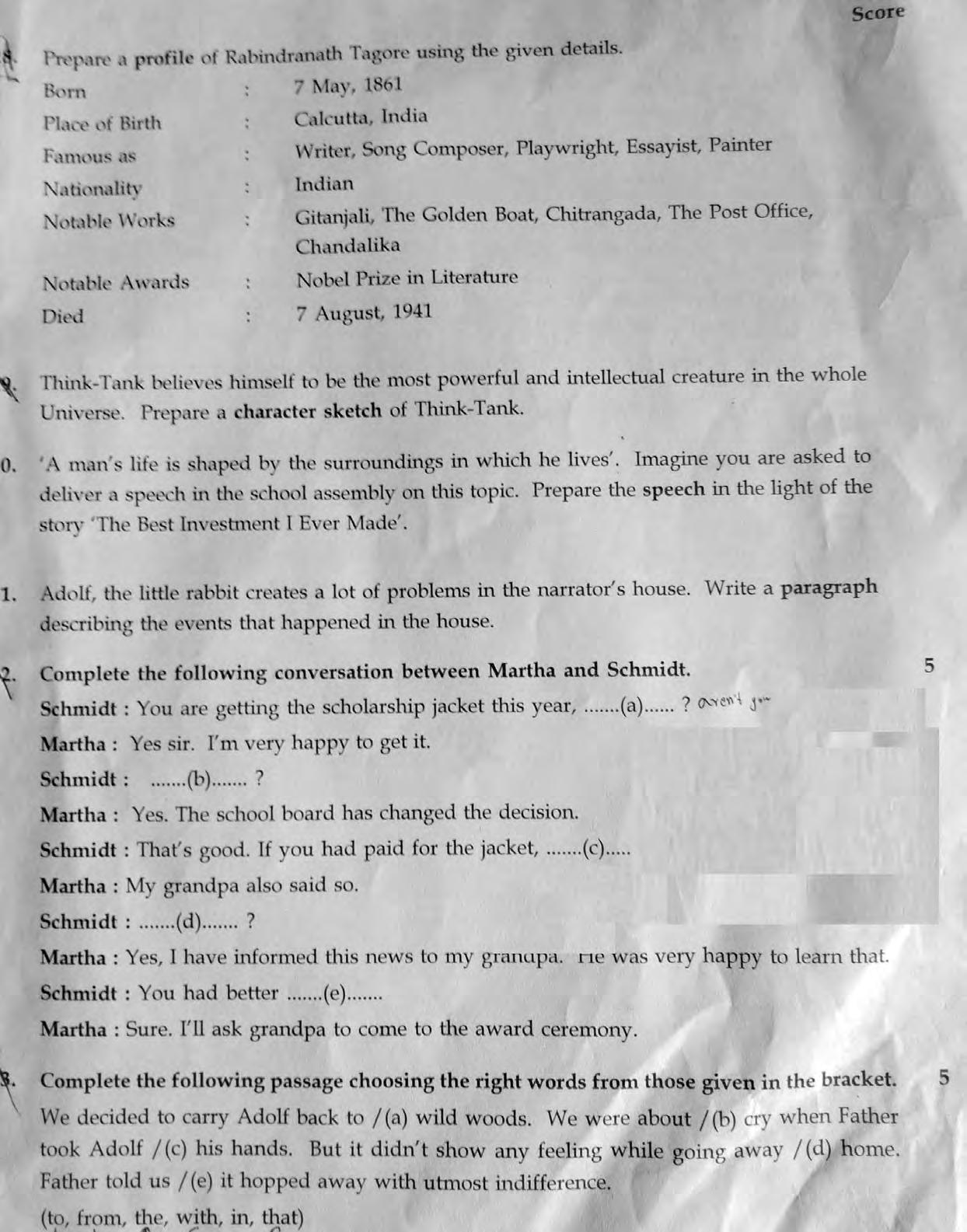 Kerala SSLC 2019 English Question Paper - Page 5