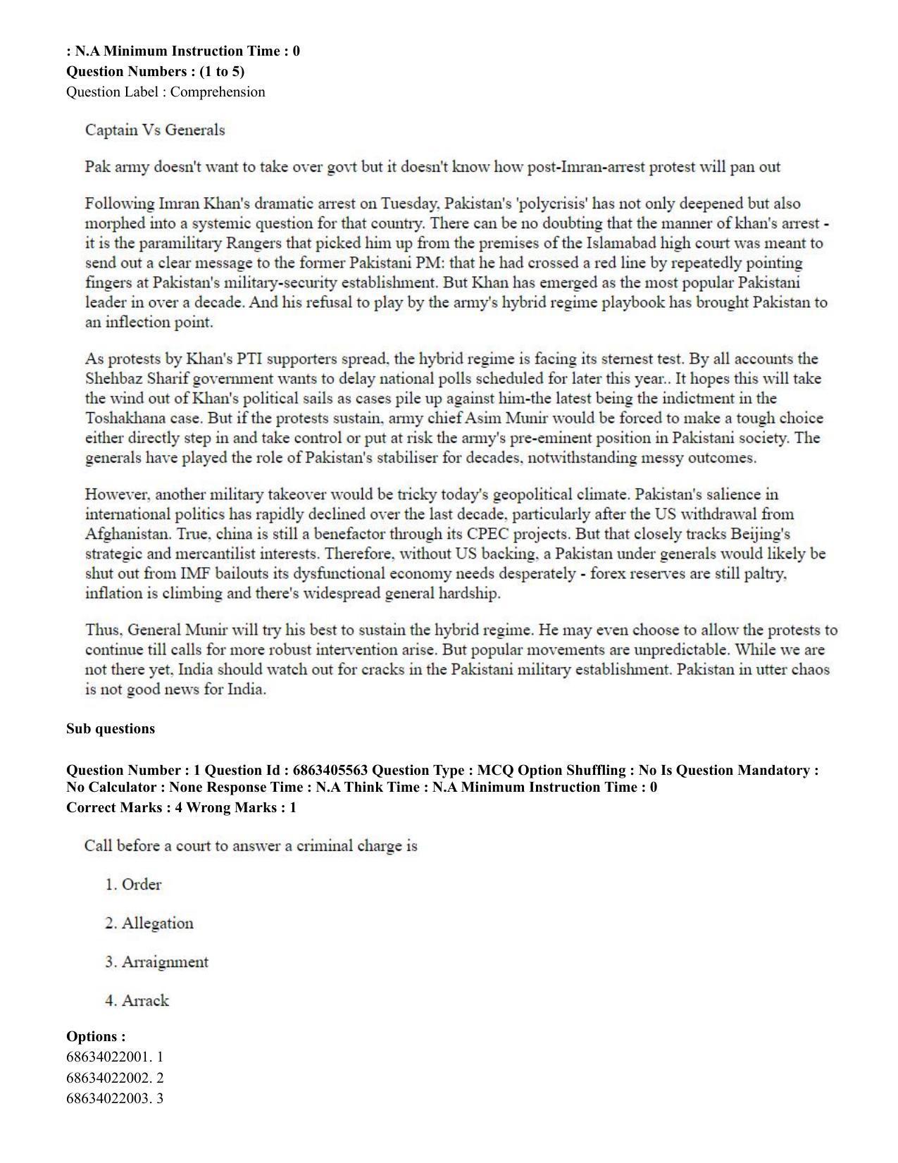 CUET PG 2023: HUQP05 – Dance (Eng.) - Shift 3 (05-06-2023) Question Paper - Page 5