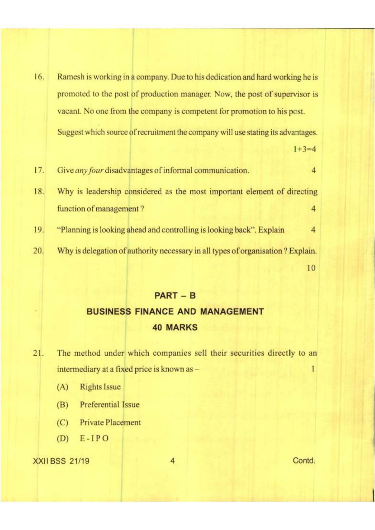 COHSEM Class 12 Business Studies 2019 Question Papers - Page 4