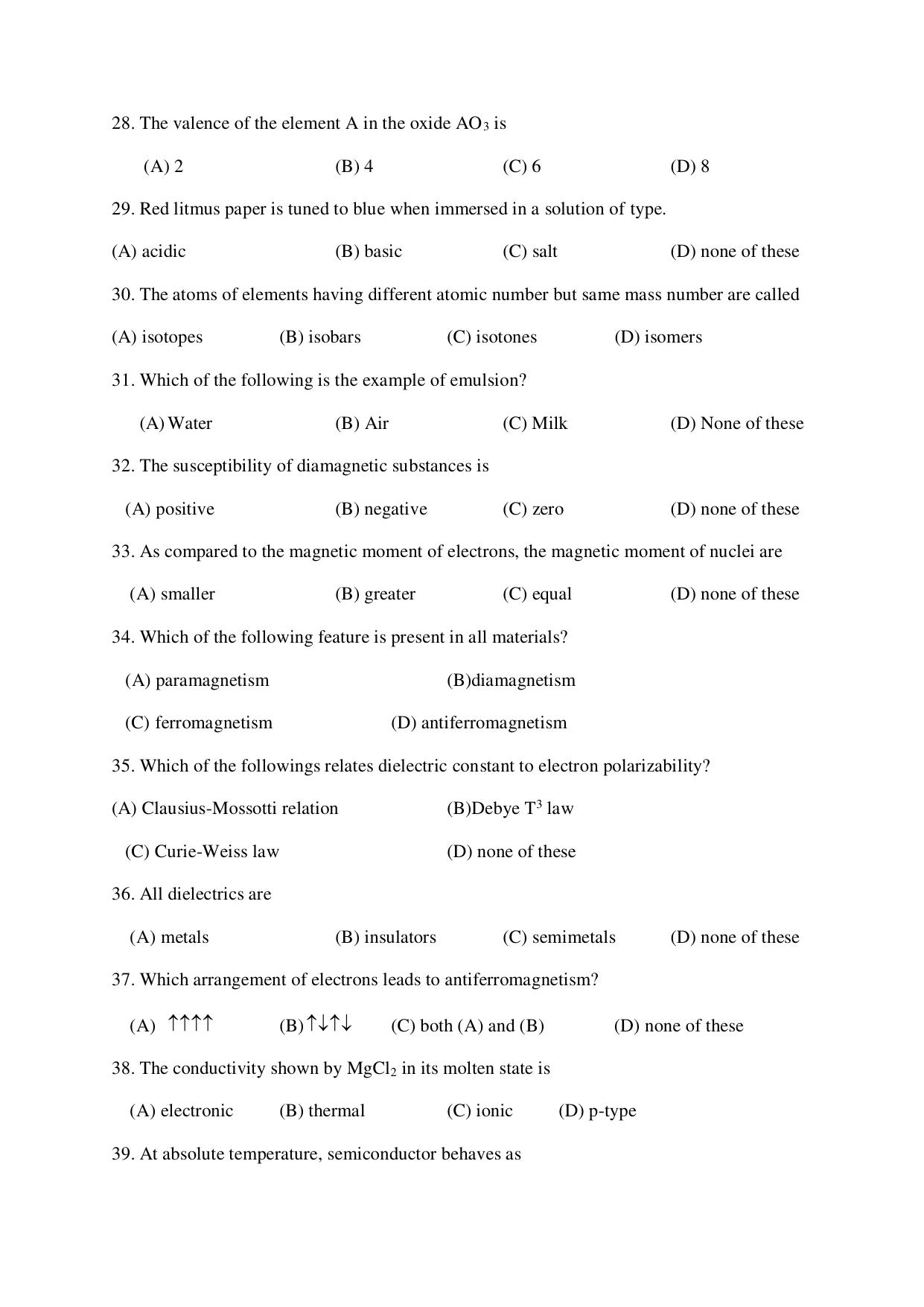 Odisha CPET MATERIAL SCIENCE SET II 2021 Question Paper - Page 4