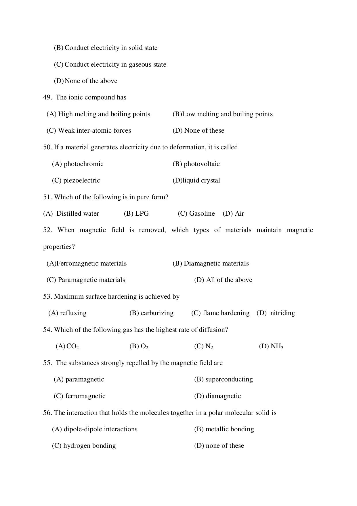 Odisha CPET MATERIAL SCIENCE SET II 2021 Question Paper - Page 6