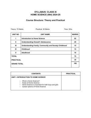 Edudel Class 11 Home Science (English Medium) Syllabus 2025