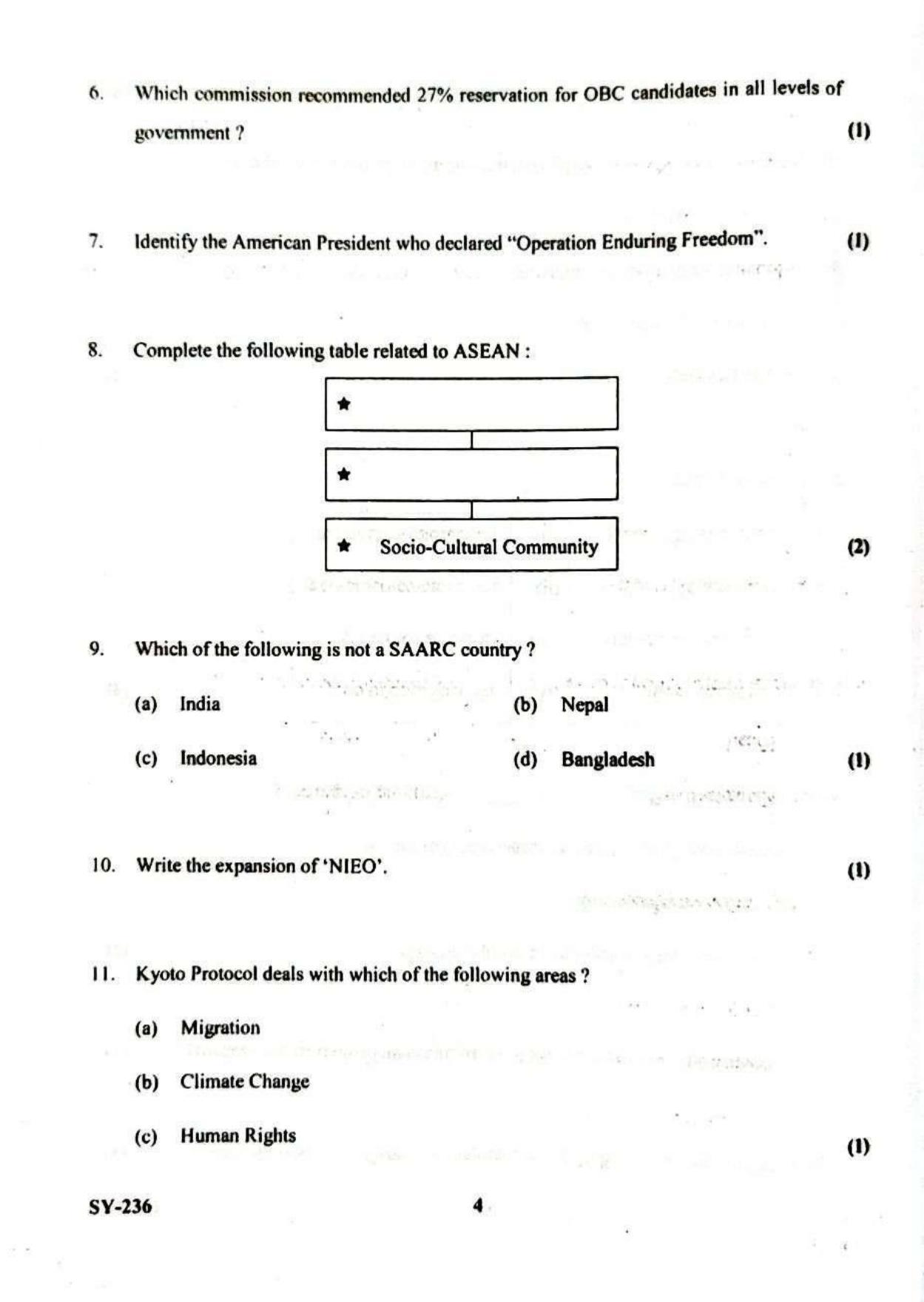 Kerala Plus Two 2023 Political Science Model Question Paper - Page 4