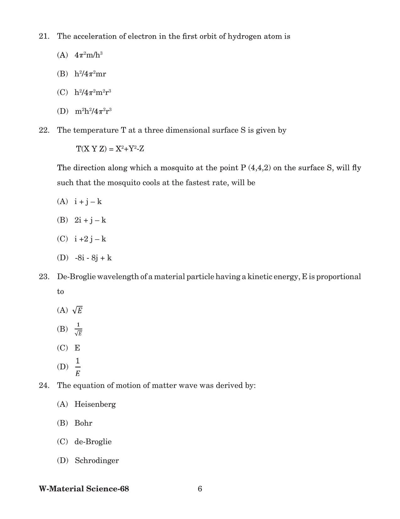 Odisha CPET 2022 MATERIAL SCIENCE Question Paper - Page 6