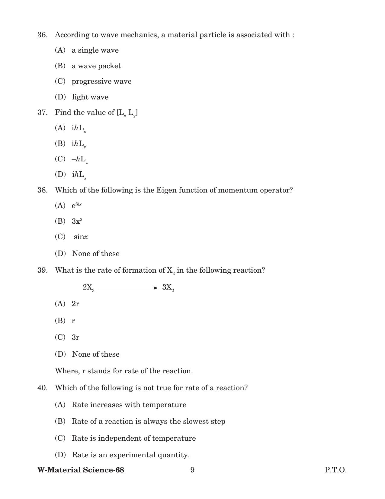 Odisha CPET 2022 MATERIAL SCIENCE Question Paper - Page 9