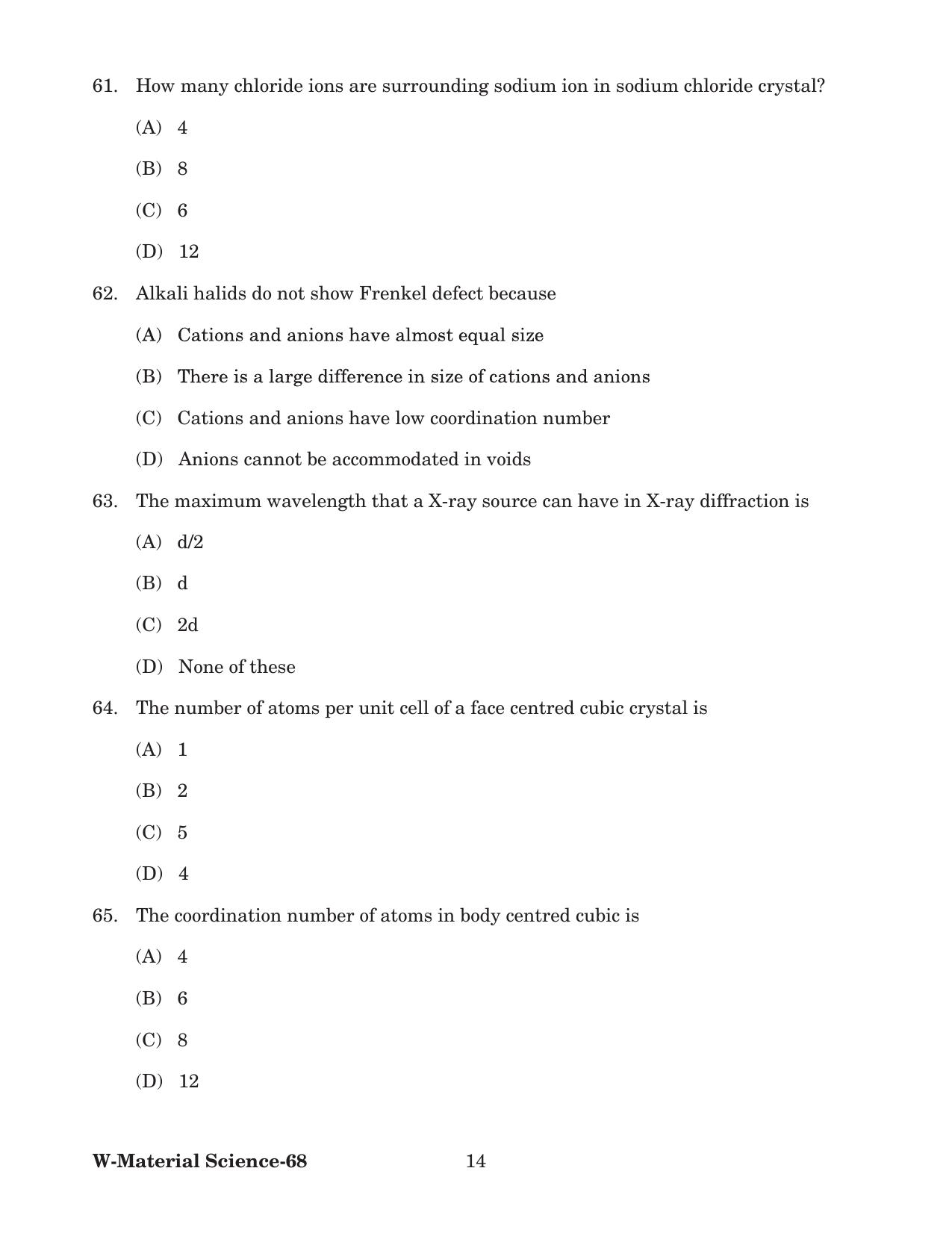 Odisha CPET 2022 MATERIAL SCIENCE Question Paper - Page 14
