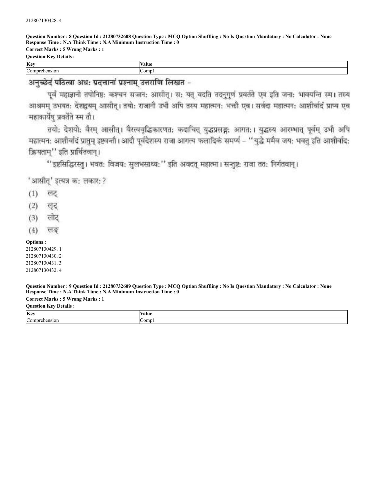 CUET 2023 English Sanskrit Shift 3 Question Papers - Page 11