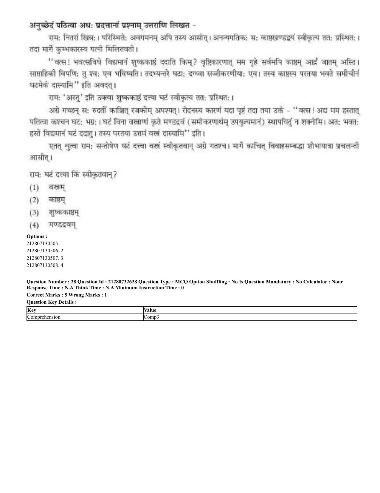 CUET 2023 English Sanskrit Shift 3 Question Papers - Page 27