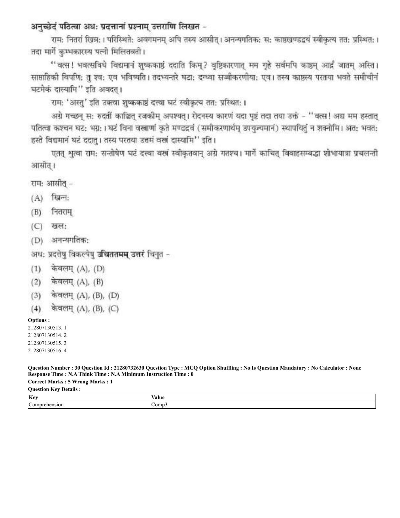 CUET 2023 English Sanskrit Shift 3 Question Papers - Page 29