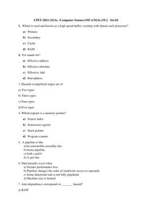 Odisha CPET COMPUTER SCIENCE SET II 2021 Question Paper
