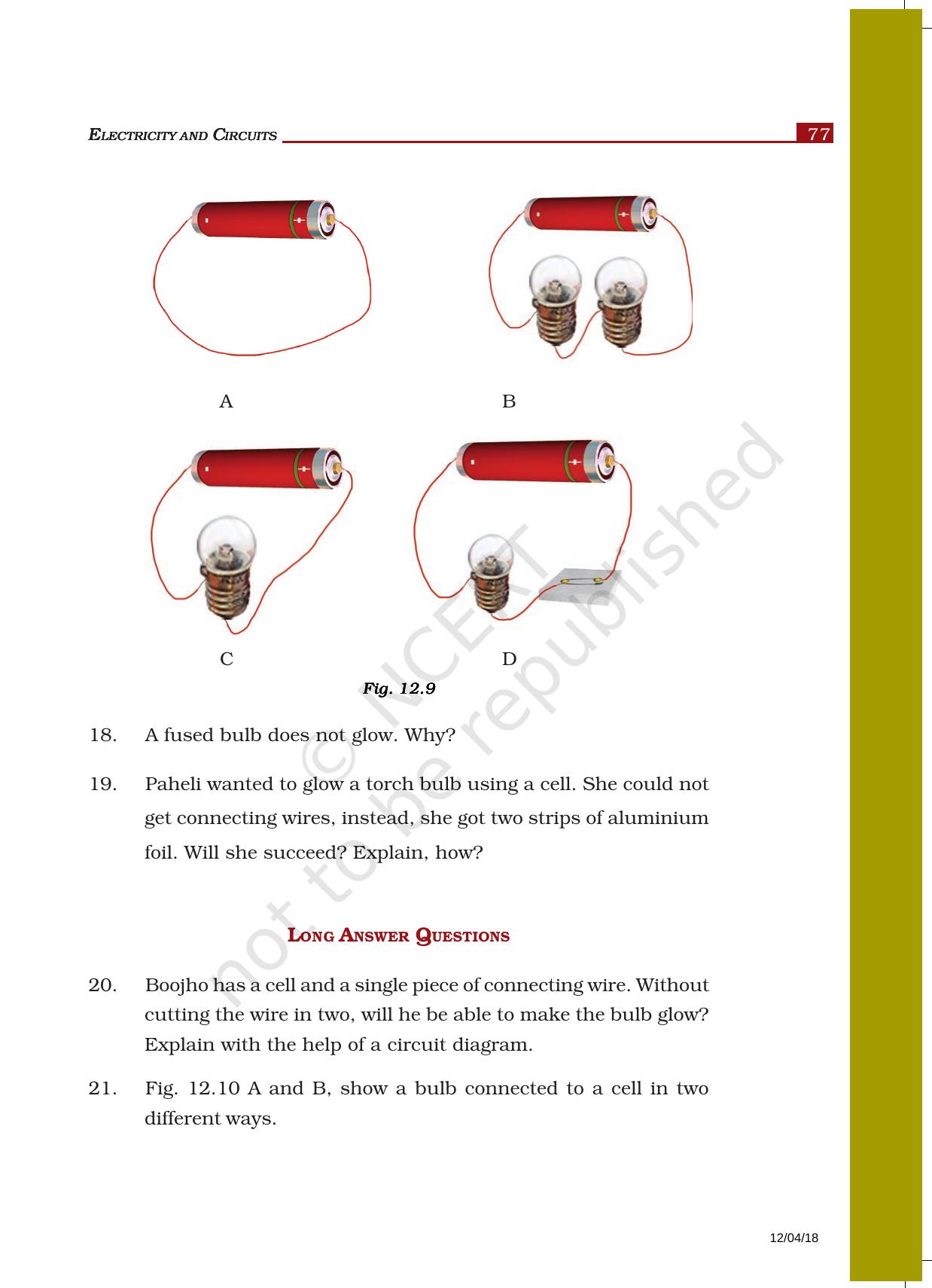 NCERT Exemplar Book for Class 6 Science: Chapter 12-Electricity and Circuits - Page 6