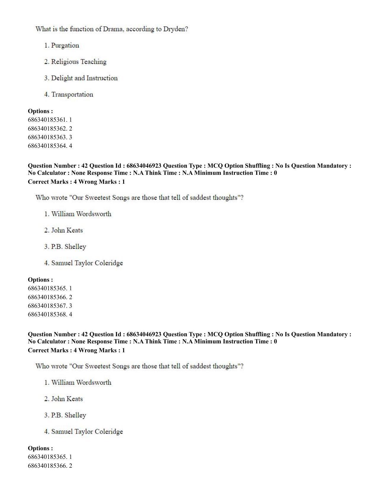 CUET PG 2023: LAQP01 – English (Eng) - Shift 2 (30-06-2023) Question Paper - Page 41