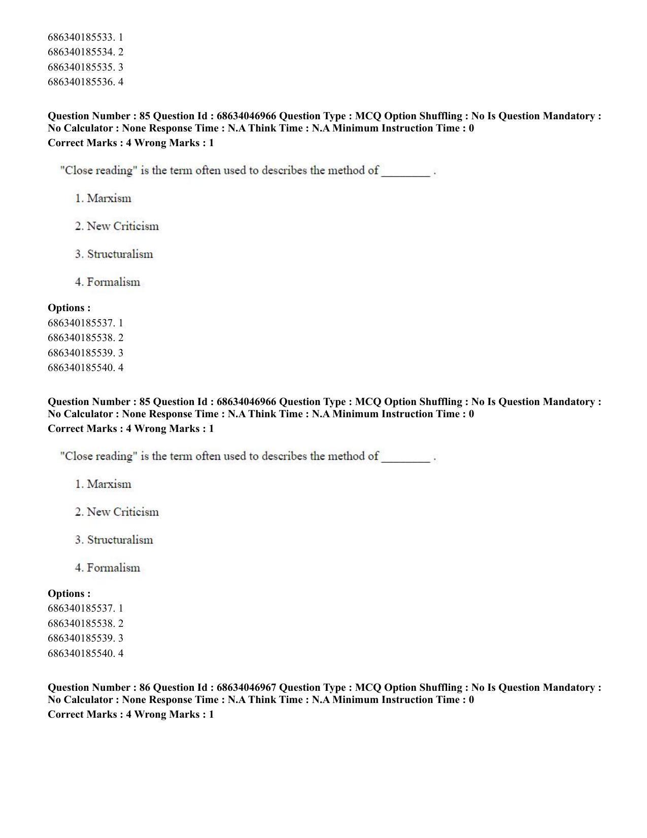 CUET PG 2023: LAQP01 – English (Eng) - Shift 2 (30-06-2023) Question Paper - Page 81