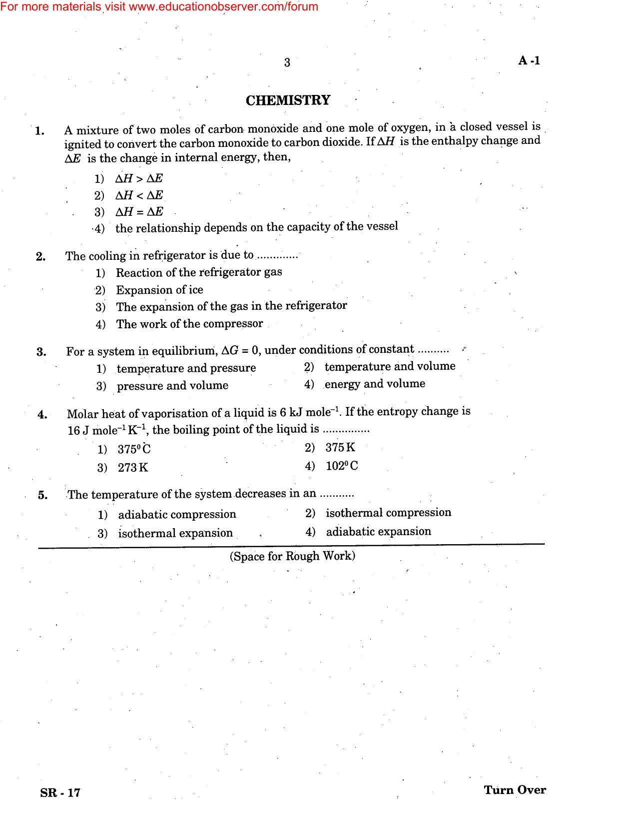 KEAM Paper II 2005 Question Paper - Page 3