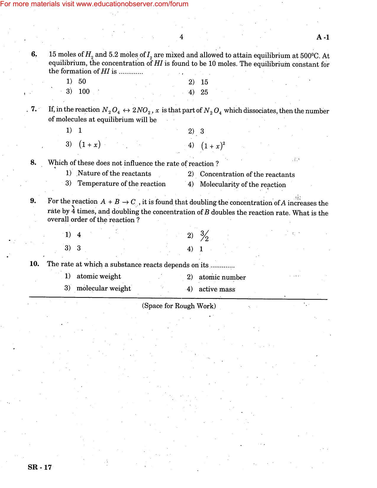 KEAM Paper II 2005 Question Paper - Page 4