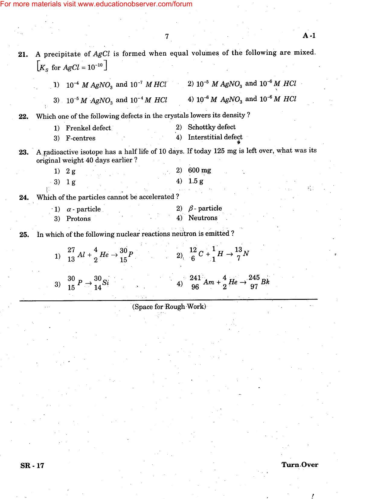 KEAM Paper II 2005 Question Paper - Page 7