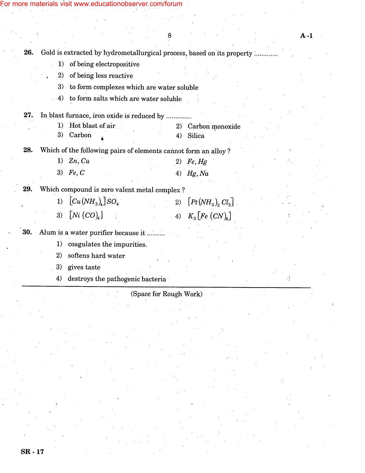 KEAM Paper II 2005 Question Paper - Page 8