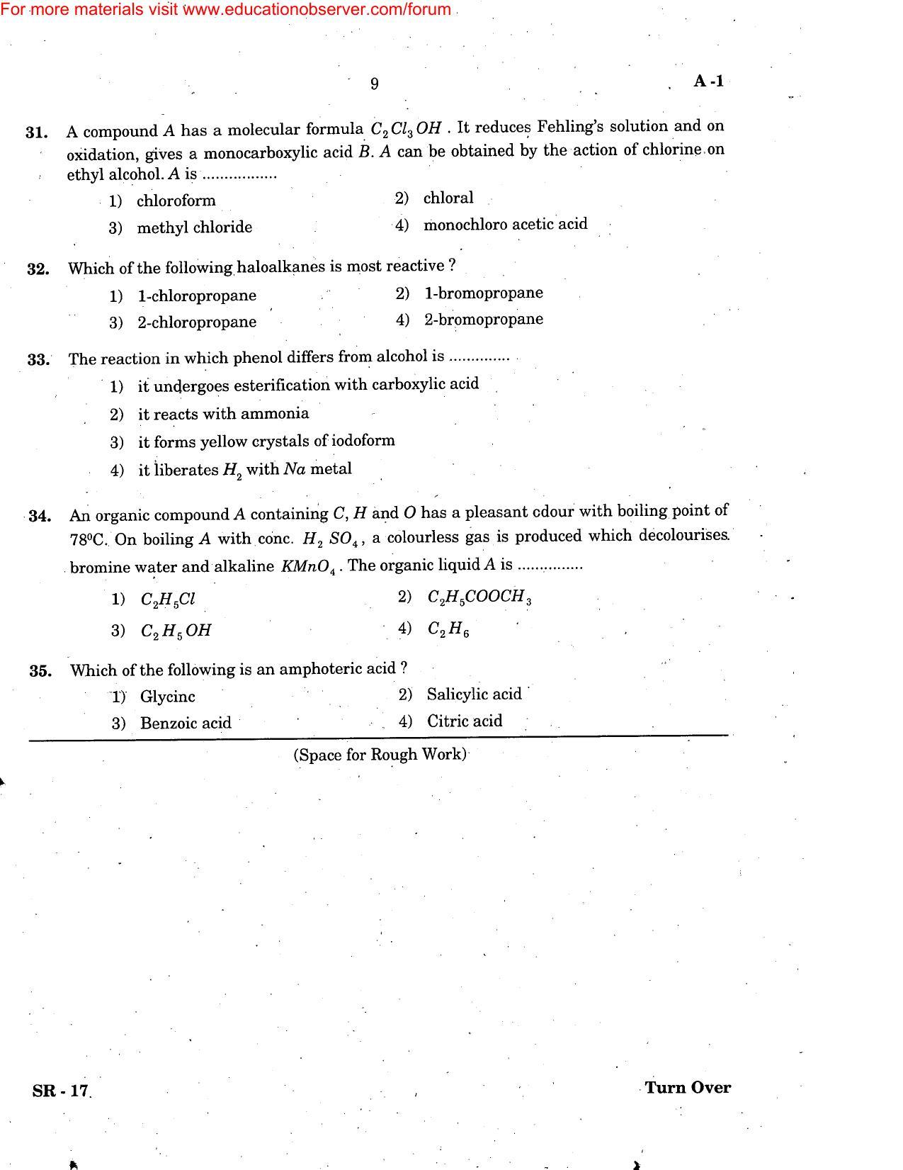 KEAM Paper II 2005 Question Paper - Page 9