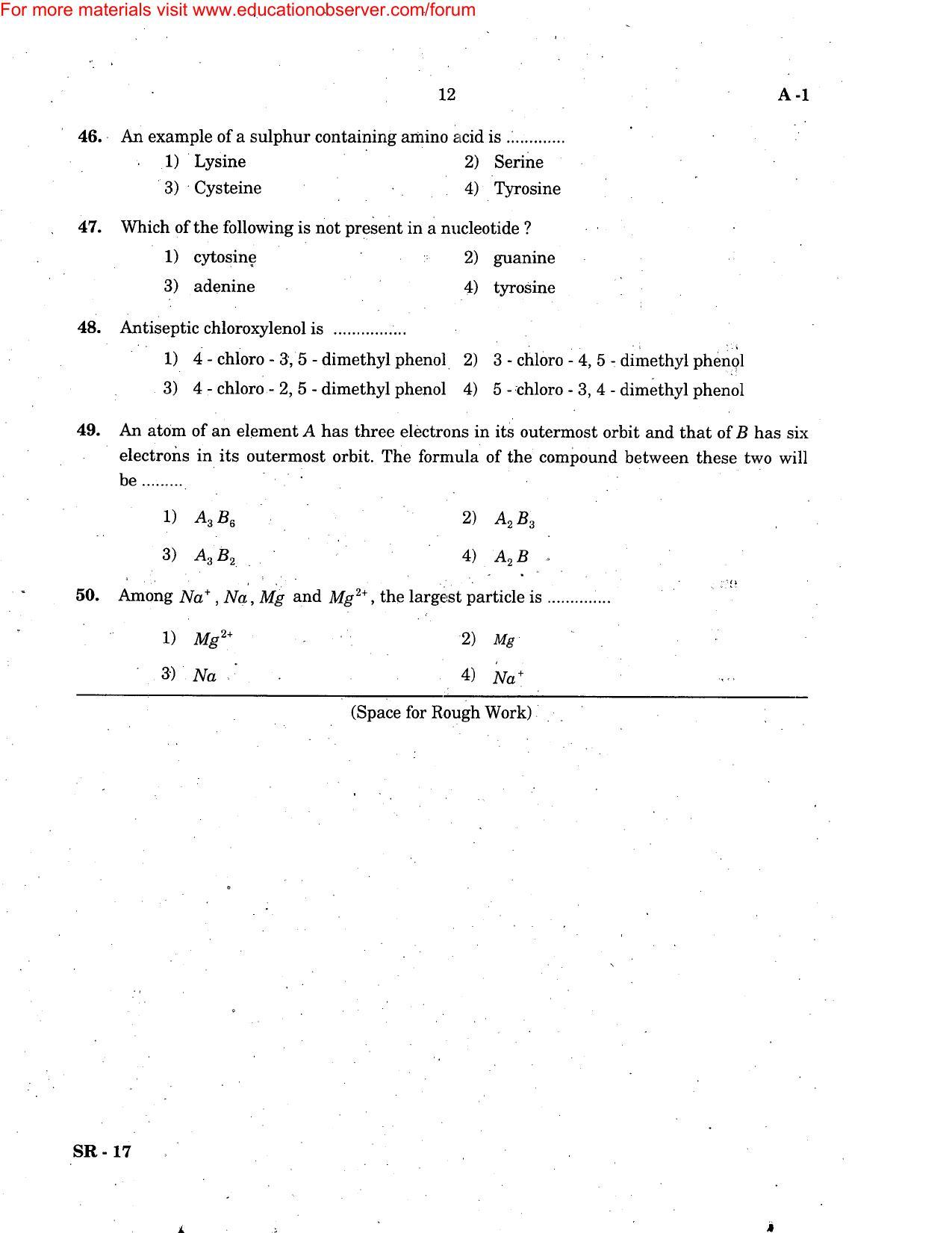 KEAM Paper II 2005 Question Paper - Page 12
