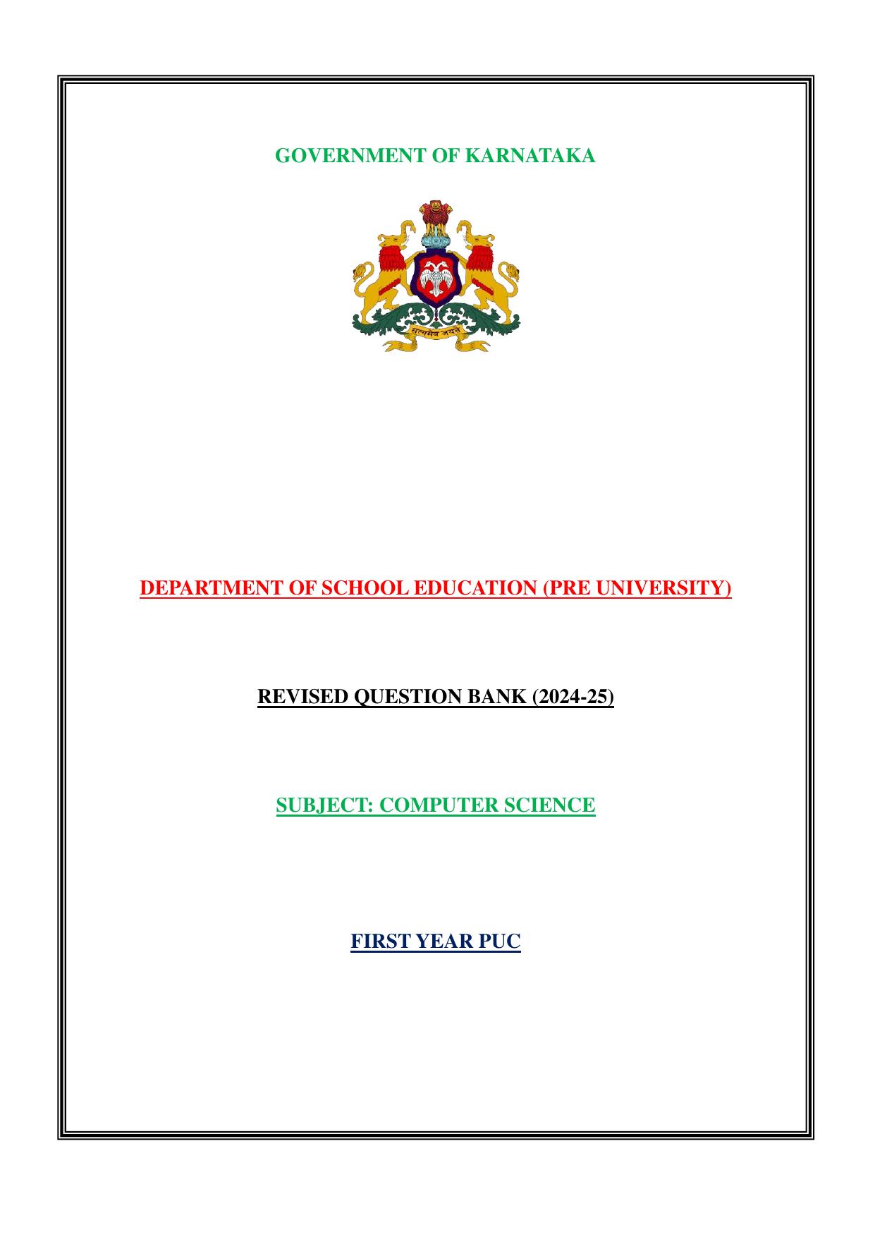 Karnataka 1st PUC Question Bank 2025 Comp Science (English Medium) - Page 1