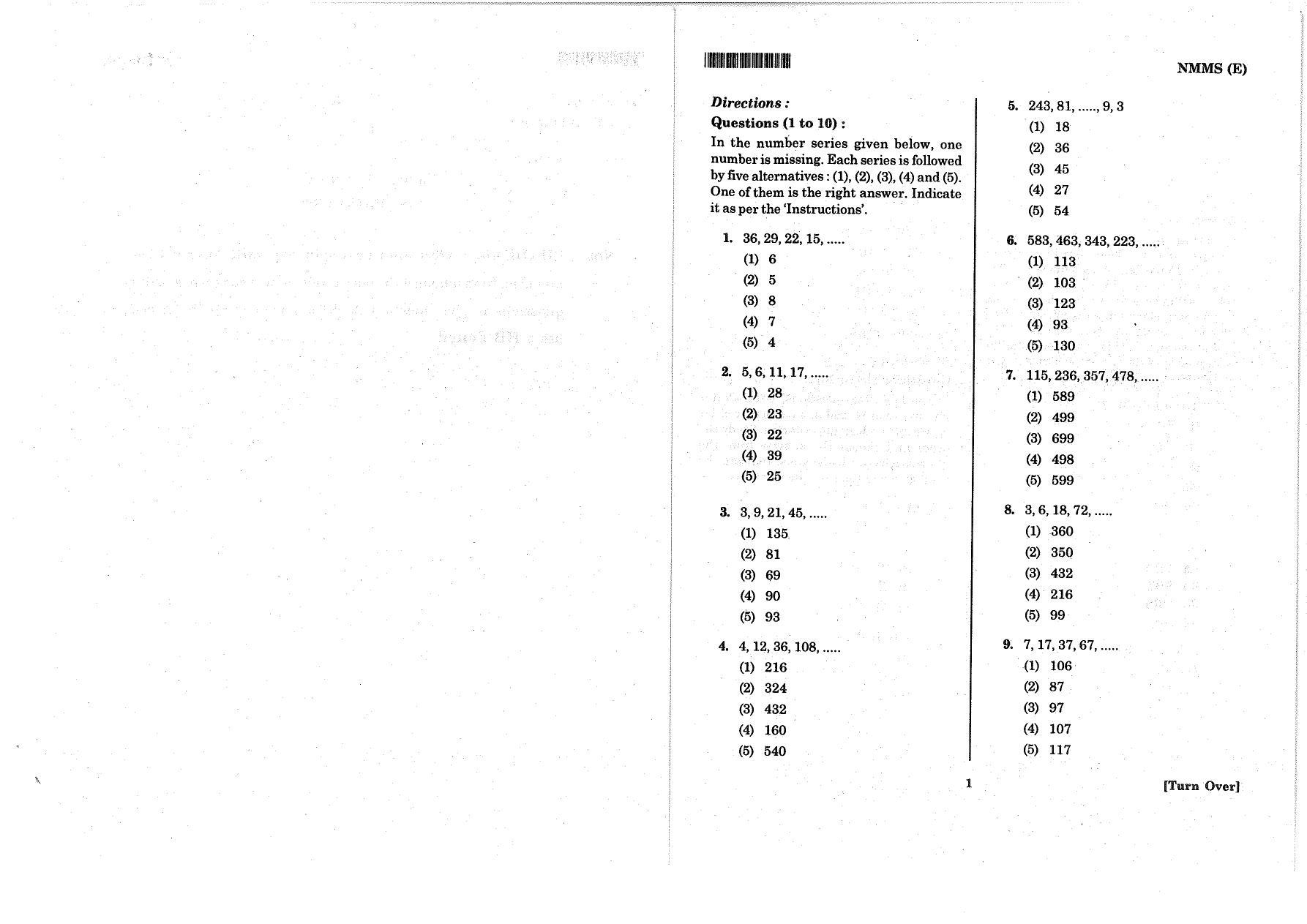 MAT - SAT English Nov 2014 Class 8 Andhra Pradesh NMMS Question Papers - Page 3