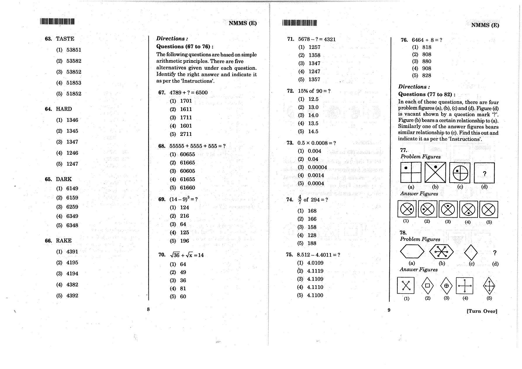MAT - SAT English Nov 2014 Class 8 Andhra Pradesh NMMS Question Papers - Page 7