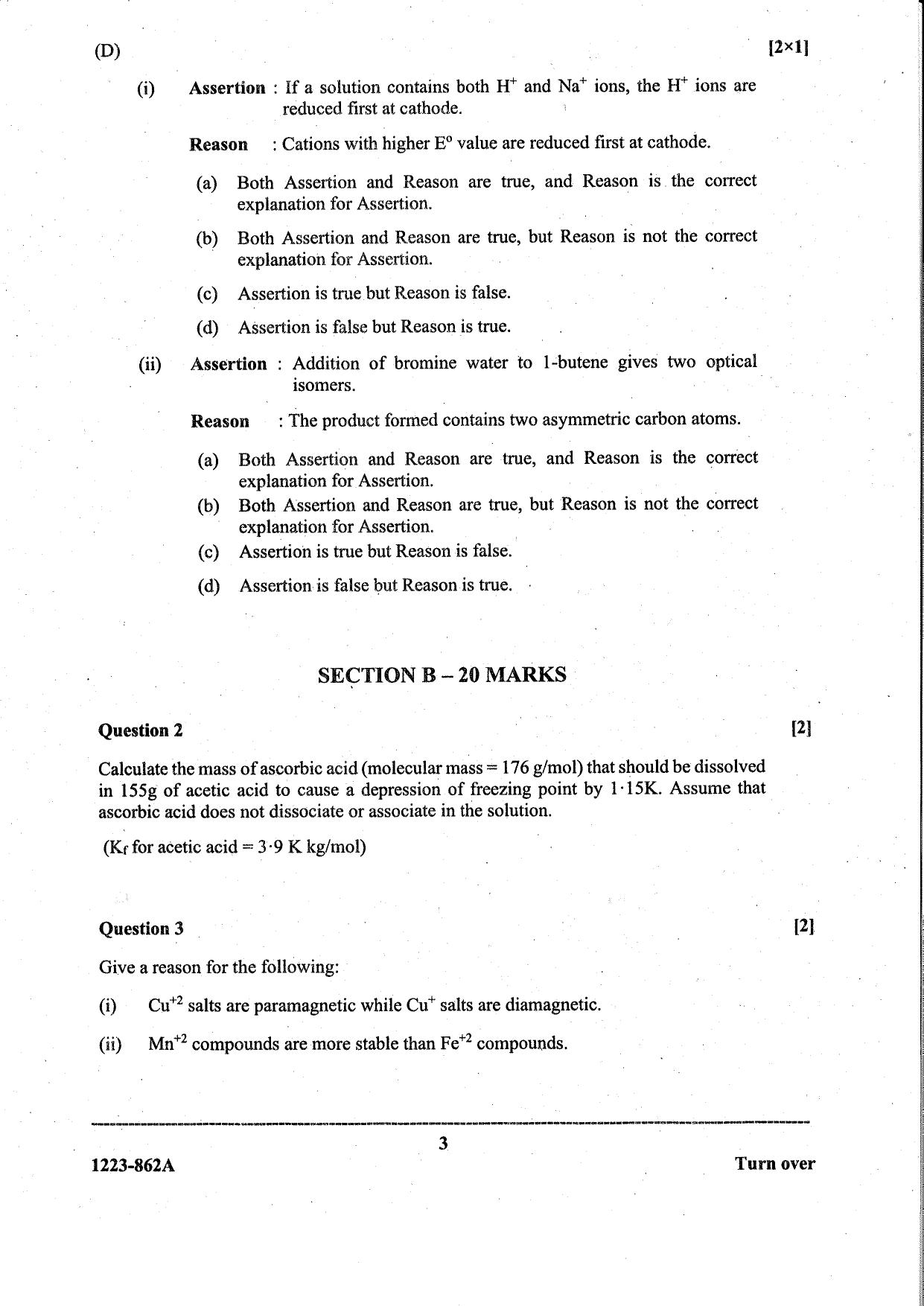 ISC Class 12 Chemistry 2023 Question Paper - Page 3