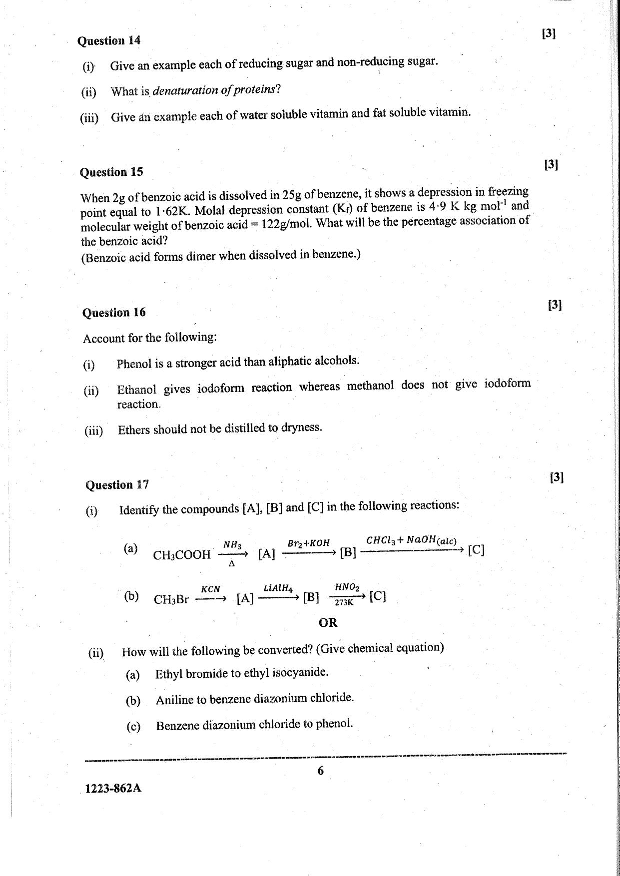 ISC Class 12 Chemistry 2023 Question Paper - Page 6