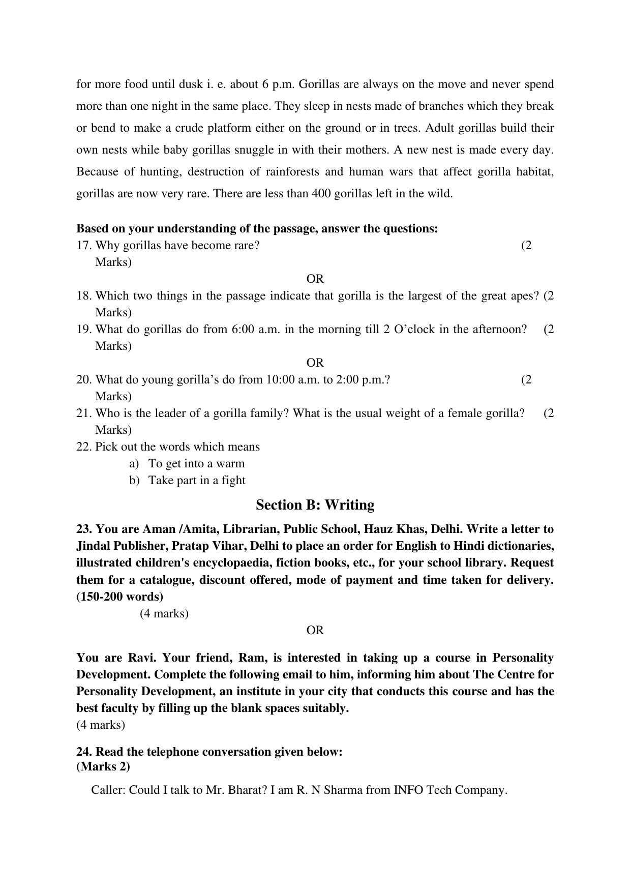 NIOS Class 10 English (202) Sample Paper - Page 12