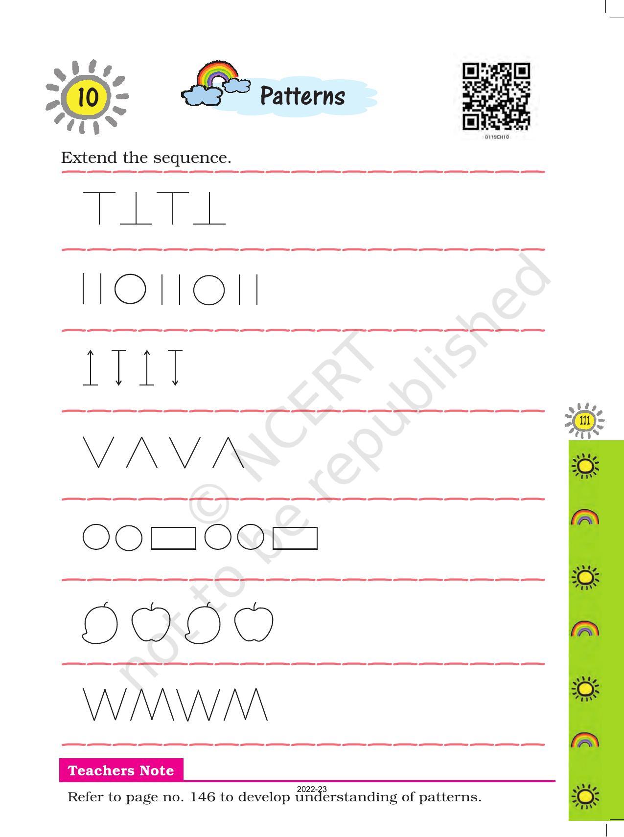 NCERT Book for Class 1 Maths :Chapter 10-Patterns - Page 1