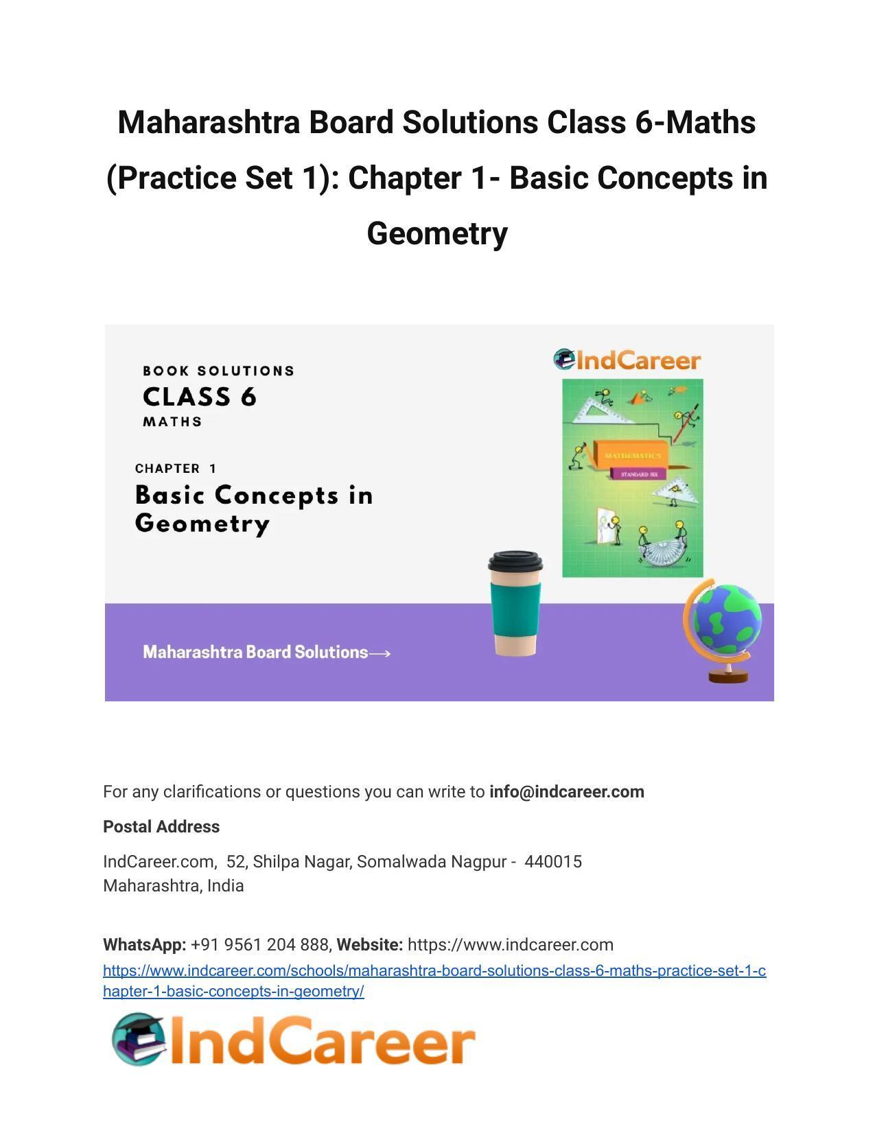 Maharashtra Board Solutions Class 6-Maths (Practice Set 1): Chapter 1- Basic Concepts in Geometry - Page 1