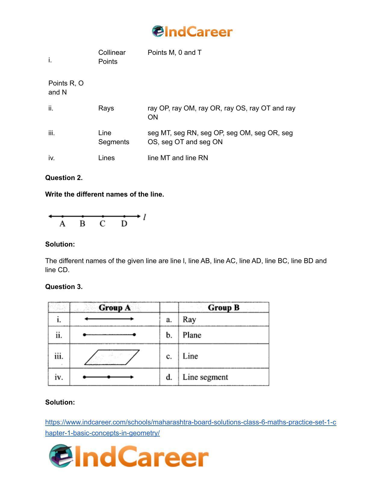 Maharashtra Board Solutions Class 6-Maths (Practice Set 1): Chapter 1- Basic Concepts in Geometry - Page 3