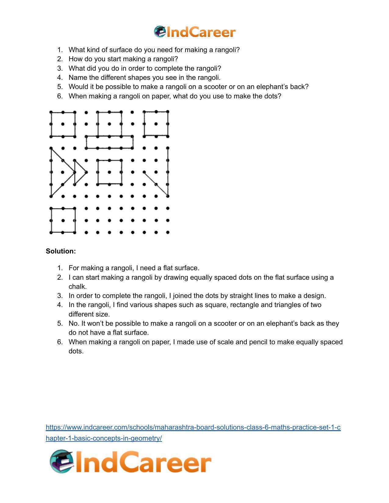 Maharashtra Board Solutions Class 6-Maths (Practice Set 1): Chapter 1- Basic Concepts in Geometry - Page 5