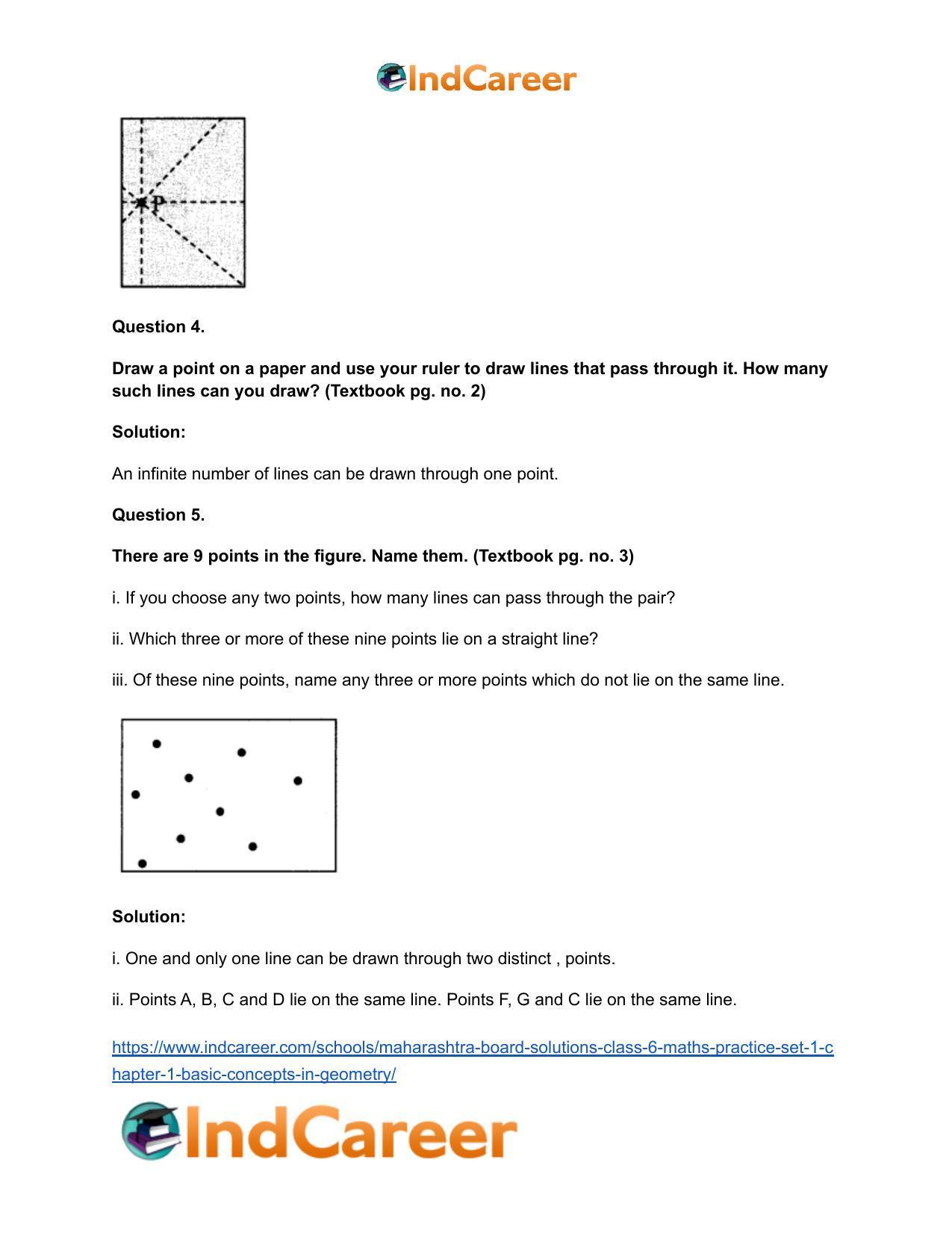 Maharashtra Board Solutions Class 6-Maths (Practice Set 1): Chapter 1- Basic Concepts in Geometry - Page 7