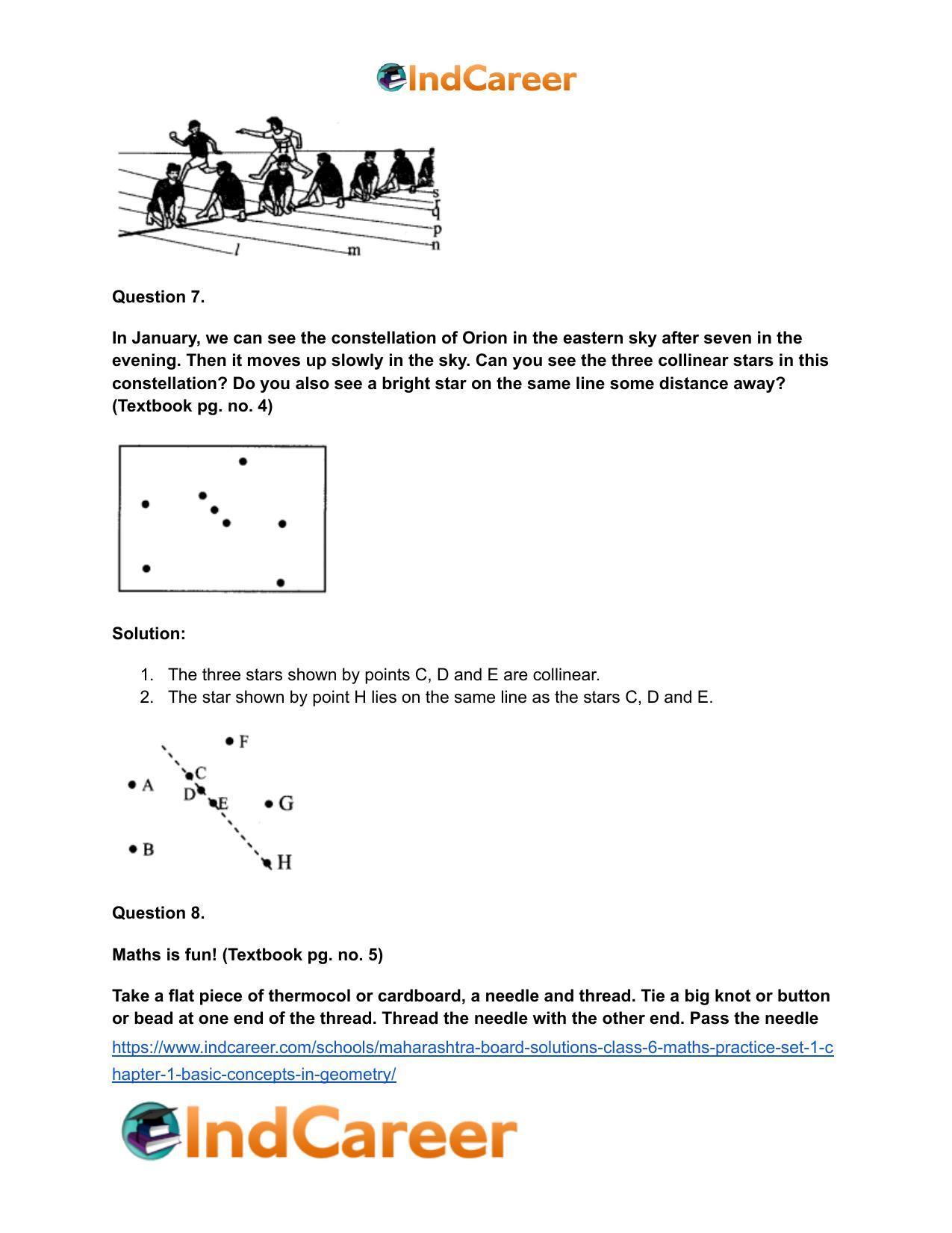 Maharashtra Board Solutions Class 6-Maths (Practice Set 1): Chapter 1- Basic Concepts in Geometry - Page 9