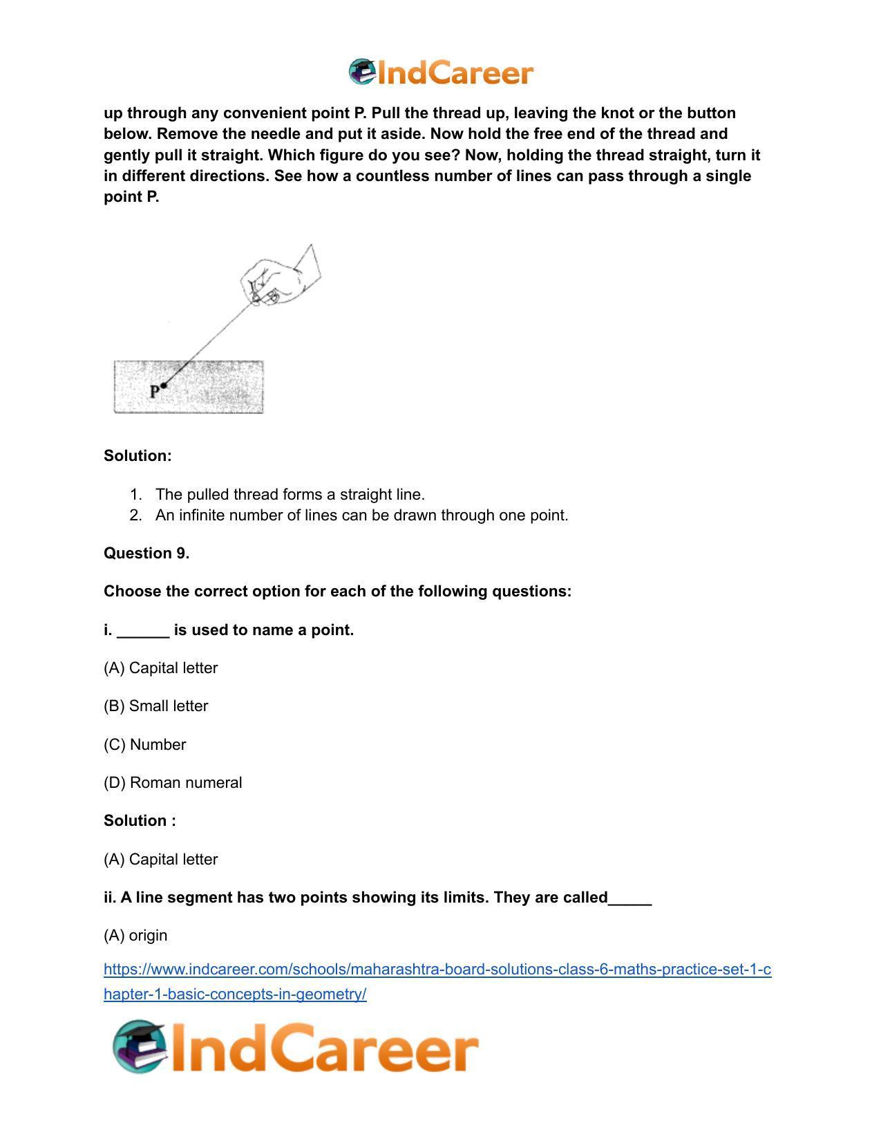 Maharashtra Board Solutions Class 6-Maths (Practice Set 1): Chapter 1- Basic Concepts in Geometry - Page 10